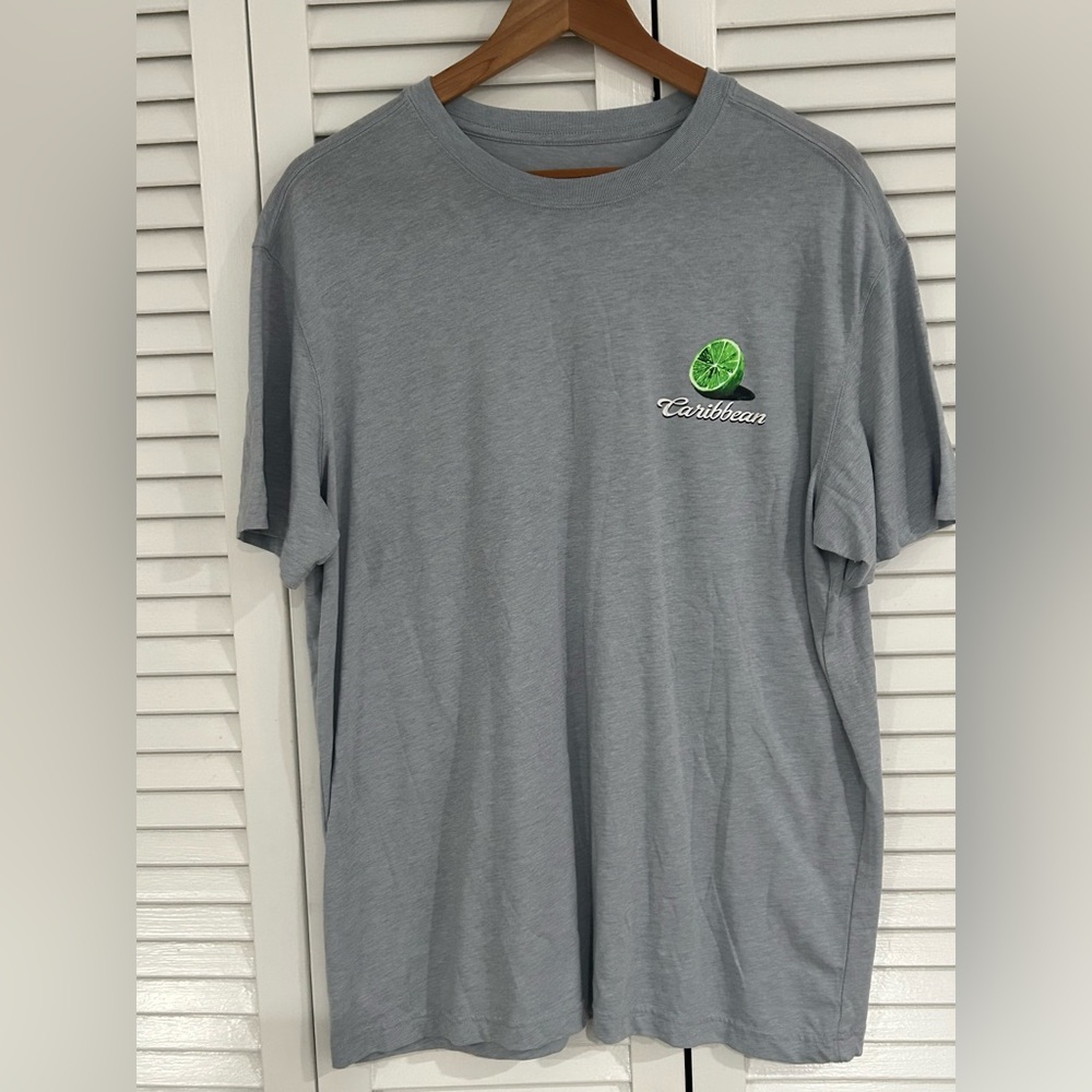 Caribbean light gray short sleeve printed tee size large